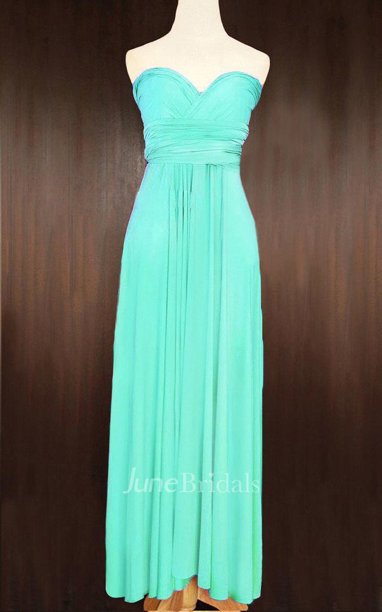 Turquoise Bridesmaid Convertible Wrap Full Length Dress - June Bridals
