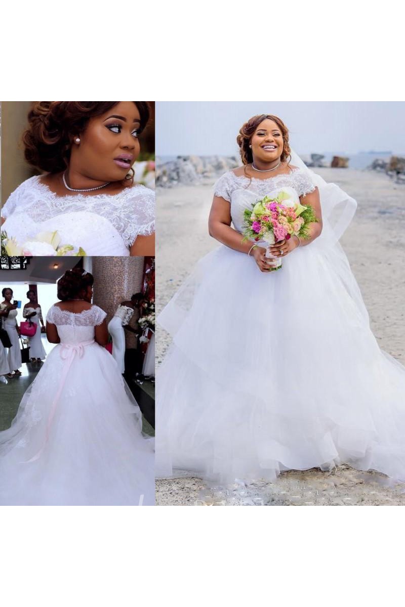 Gorgeous Plus  Size  Wedding  Dresses  2019  Summer Lace Cap 