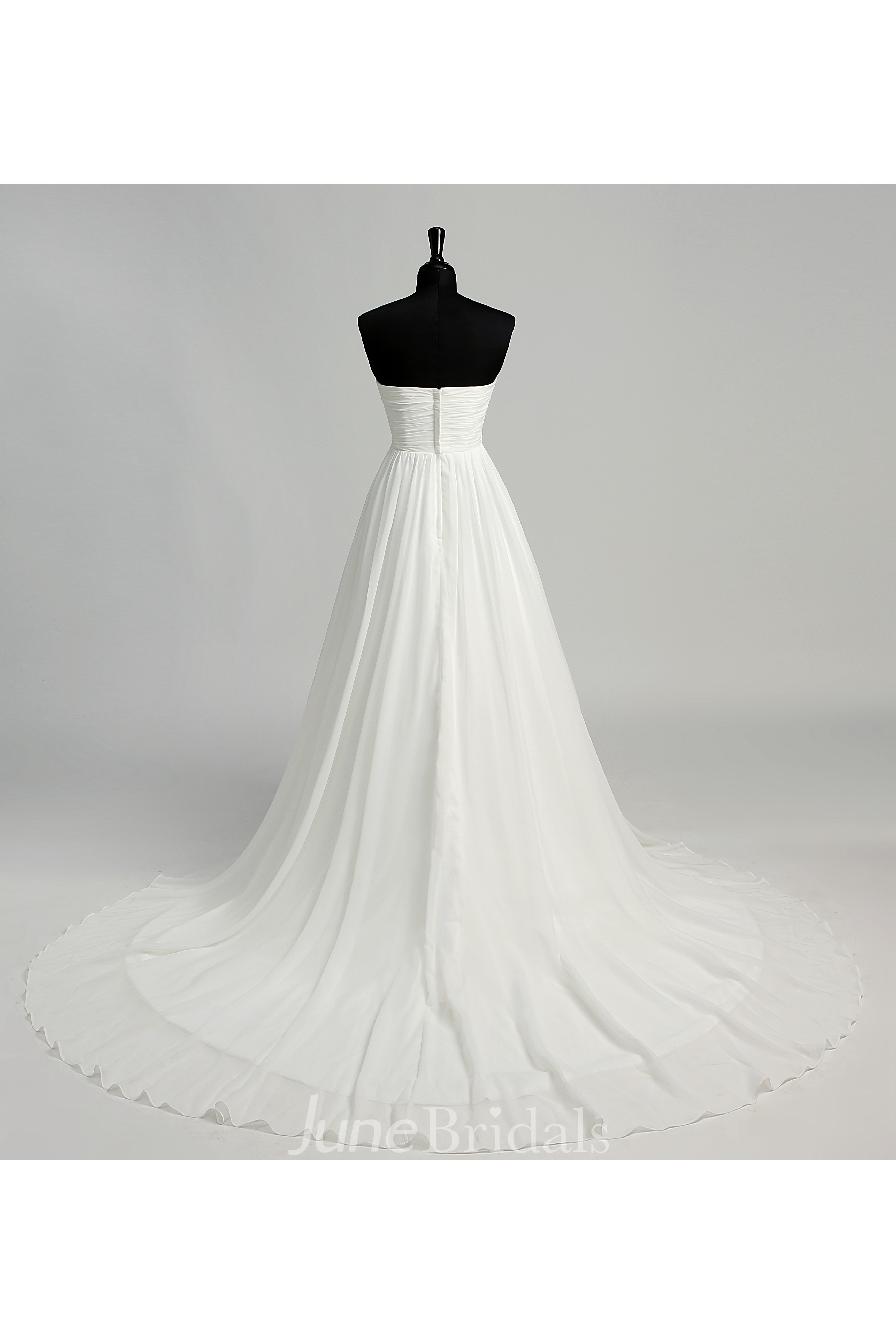 Floor Length Court Train A Line Sweetheart Sleeveless Zipper