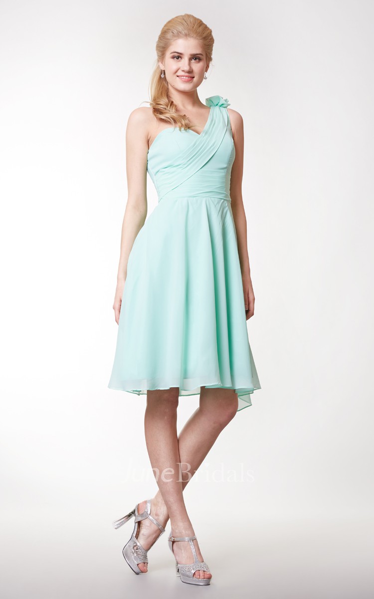 a line black knee length one shoulder chiffon bridesmaid dress cozk1300c one shoulder a line chiffon knee length dress with flower a line black knee length one shoulder chiffon bridesmaid dress cozk1300c one shoulder a line chiffon knee length dress with flower