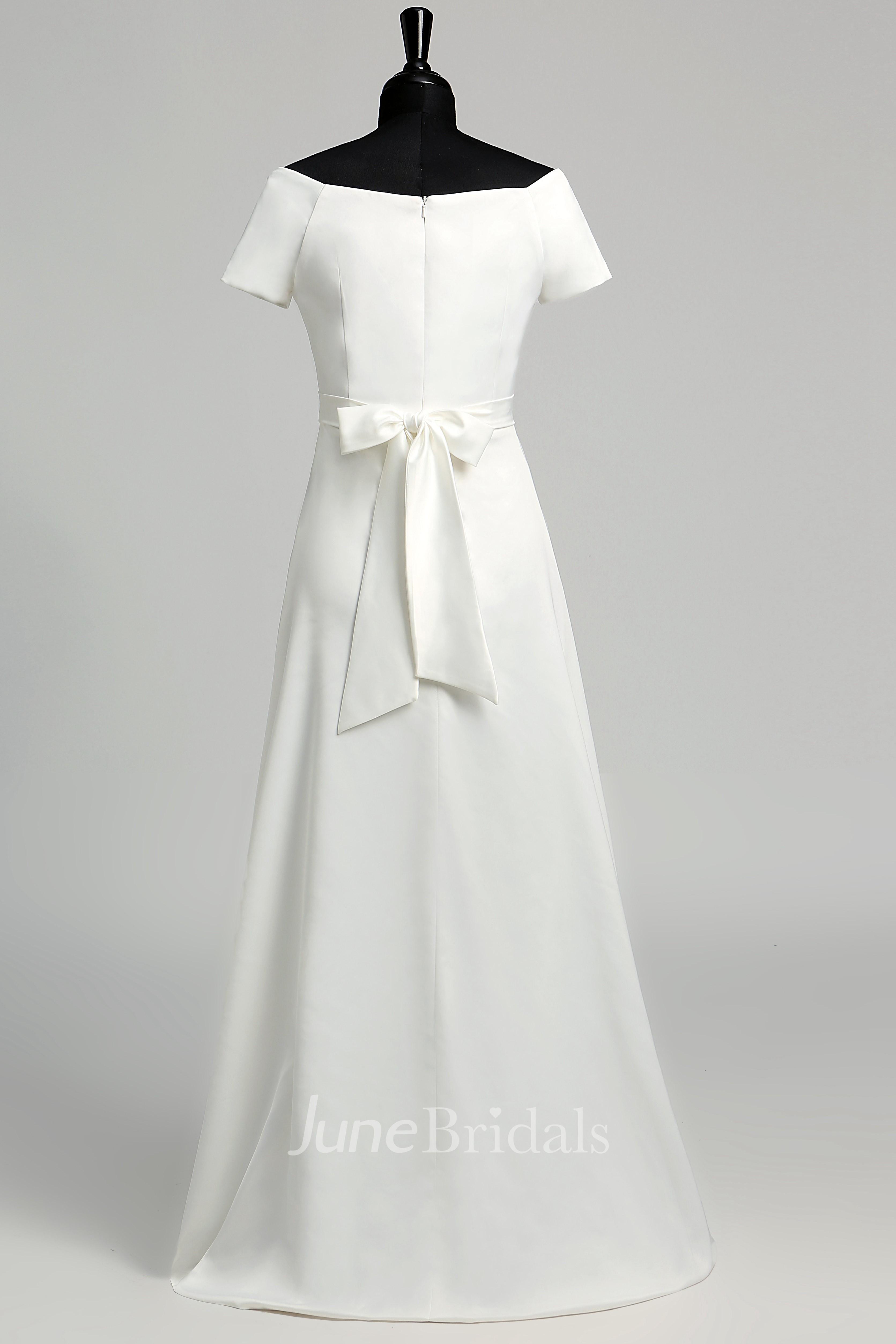 Graceful Off The Shoulder A Line Beaded Satin Maternity Wedding