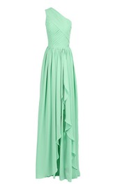 V-neck Pleated Chiffon A-line Gown With Bow - June Bridals