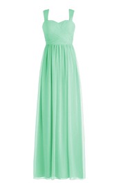 Draped Front Low-v Back Chiffon Gown With Ruched Waist - June Bridals