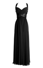 Sexy Halter A-Line Chiffon Gown With Back Crystal Strap