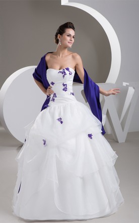 Purple And White Wedding Dresses June Bridals Sweetheart Ruffled Ball Gown With Liques And Wrap