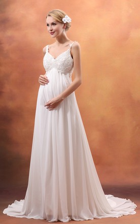 Maternity Wedding Gowns Pregnant Bridal Dresses June Bridals Vibrant Empire V Neck Style Maternity Wedding Dress With Spaghetti Straps