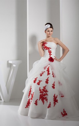 White And Red Wedding Dress Cheap Long More June Bridals