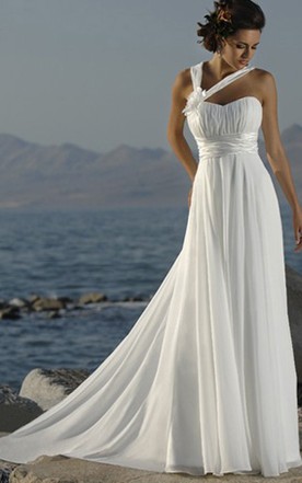 Large Size Bridal Dresses 100 Plus Figure Wedding Dress Casual Asymmetric Straps Sweetheart Empire Chiffon Dress