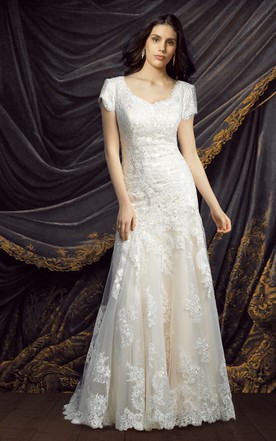 Older Las Bridal Dresses Wedding Gowns For Brides Over Modest Short Sleeve Lace Wedding Dress