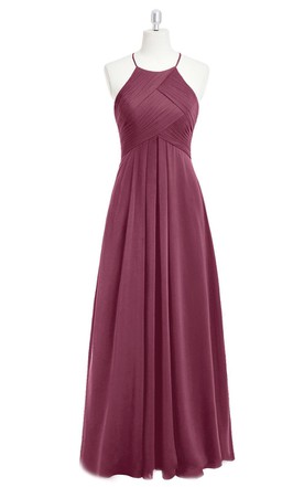 Summer Bridesmaids Dresses Bridesmaid Dress In June Bridals Ruched And Pleated A Line Long Chiffon Sleeveless Dress With Halter
