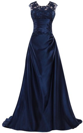 Midnight Navy Blue Bridesmaids Dresses June Bridals Sleeveless Crystal Ruched Bodice Long Satin Dress