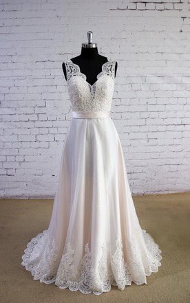 Affordable Ivory Bridal Dresses Cream Wedding Gowns June V Neck Sleeveless Long A Line Satin And Tulle Wedding Dress