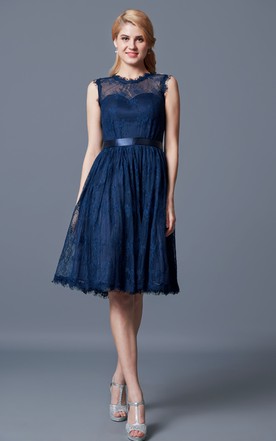 Royal Long Length Bridesmaid Dress Blue Dresses For A Line High Neck Lace Bridesmaid Dress With Keyhole Back