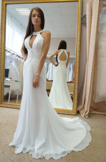Empire Empire Chiffon Lace Weddig Dress June Bridals