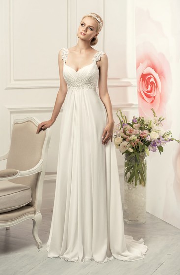 V Neck Empire Backless Maternity Dress With Flower June Bridals
