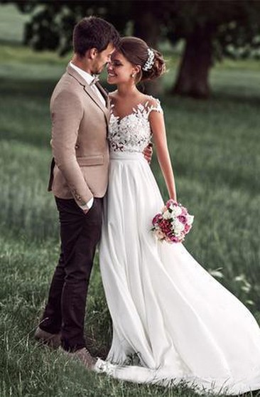 Simple Style Wedding Dresses With Sleeve Plain Sleeves Bridals