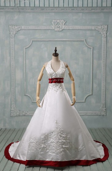 White And Red Wedding Dress Cheap Long More June Bridals