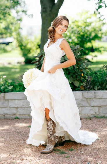 Cowgirl Bridal Dresses Country Rustic Style Wedding Gowns For