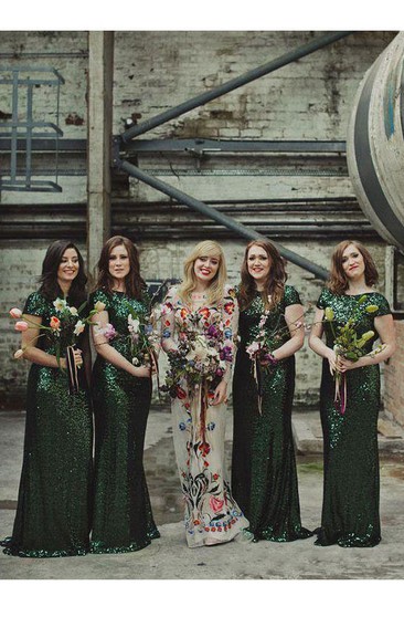 hunter green sequin bridesmaid dress