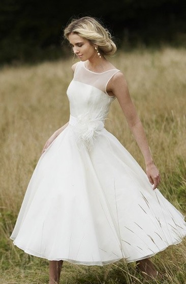 Tea Wedding Gowns Short Midi Length Bridal Dress June Bridals