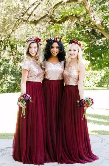 burgundy color gown