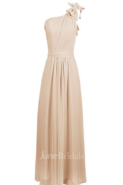 one shoulder gown with bow