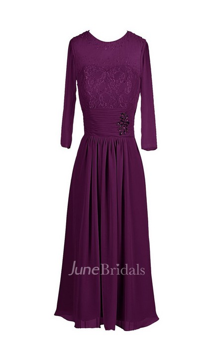 3/4 Sleeve Chiffon Dress