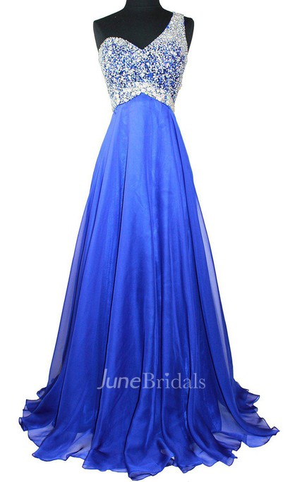 one shoulder a line gown