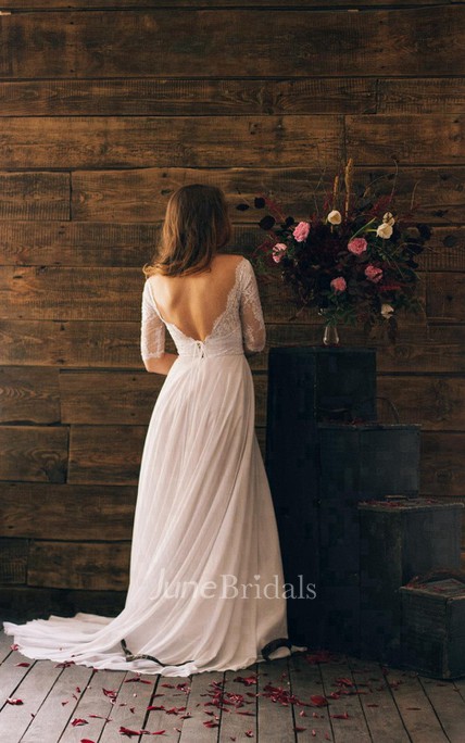 3/4 Sleeve Chiffon Dress