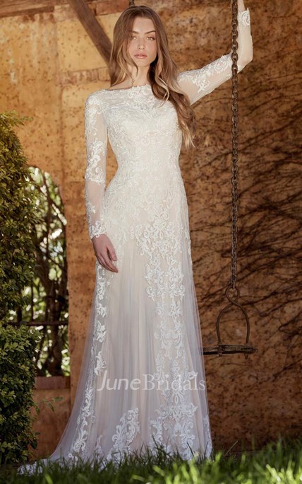 Sheath High Neck Wedding Dress