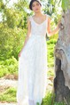 V-Neck Sleeveless A-Line Chiffon Wedding Dress With Lace Bodice - June