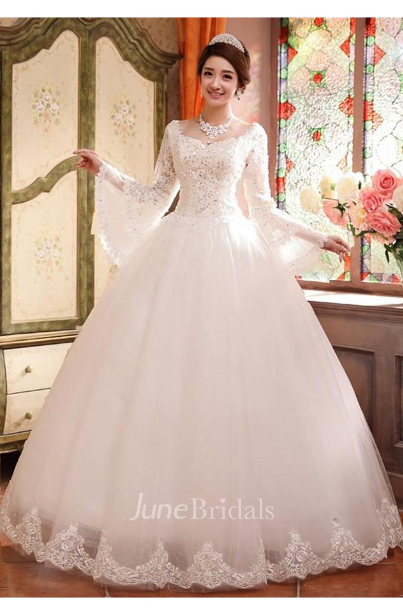 Glamorous Long Sleeve Sequins Lace Wedding Dresses 2018 Ball Gown