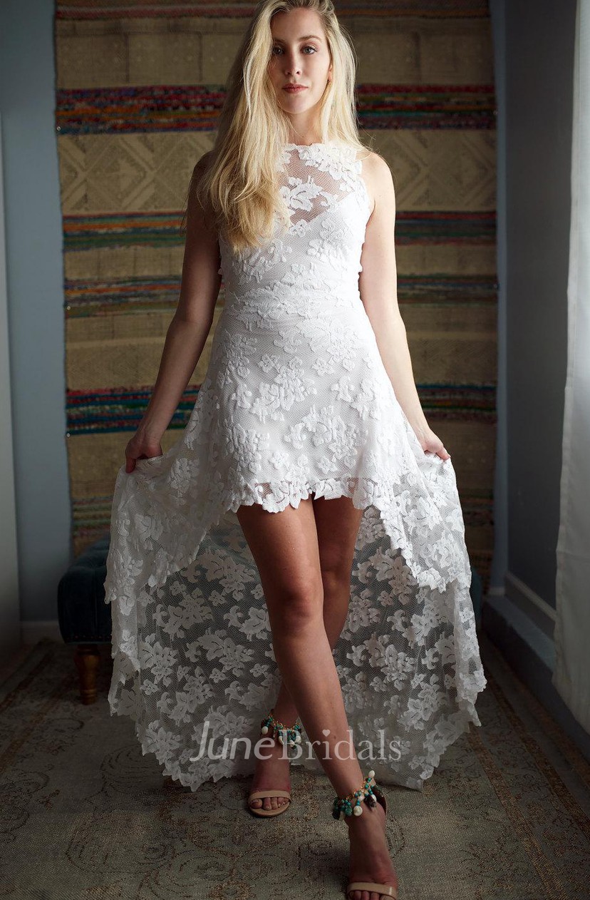 Open Back Lace Wedding Hi Low Wedding Short Wedding French Lace