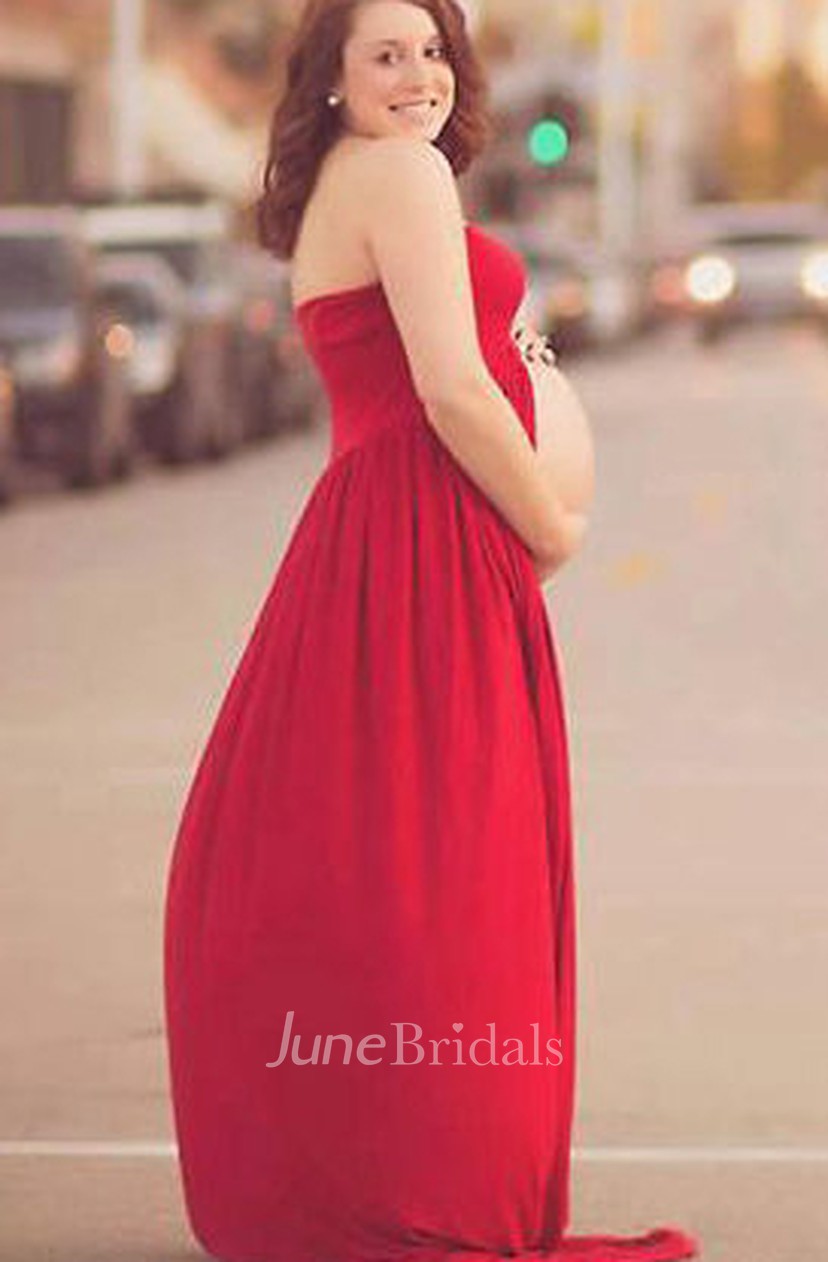 red maternity gown