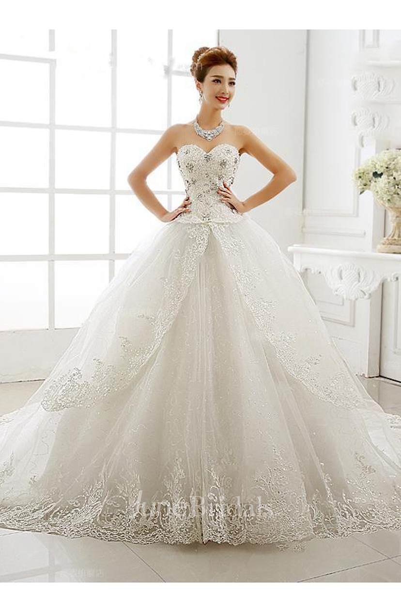 Glamorous Sweetheart Beadings Crystal Wedding Dresses 2018 Ball
