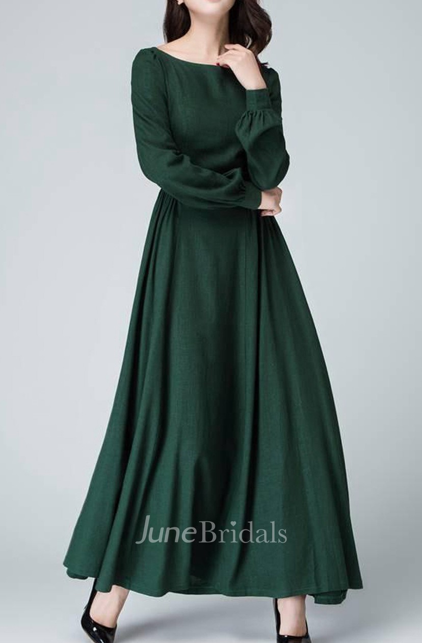 dark green maxi dress