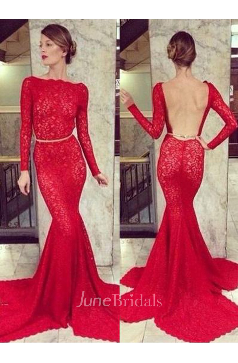 lace mermaid prom dress