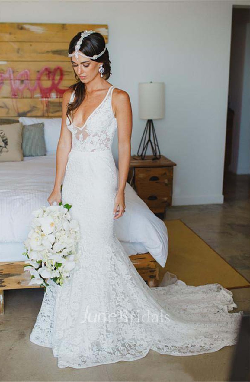 backless trumpet wedding dress