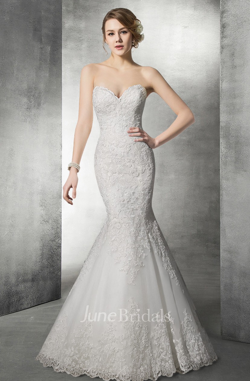 Delicate Sweetheart Lace Mermaid Wedding Dress June Bridals